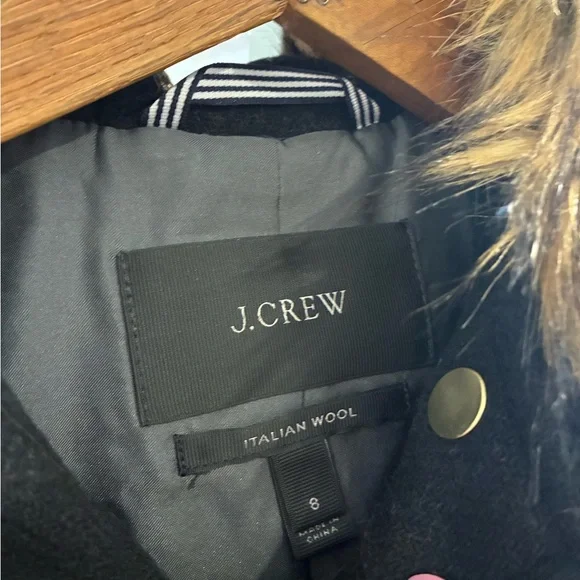 J.Crew Chateau Parka in Italian stadium-cloth wool with a faux-fur hood size 8 - Picture 4 of 4